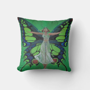 Jazz Age Showgirl Flapper Wearing Butterfly Wings  Throw Pillow