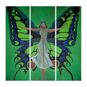Jazz Age Showgirl Flapper Wearing Butterfly Wings Triptych