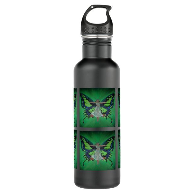 Jazz Age Showgirl Flapper Wearing Butterfly Wings  Water Bottle (Front)
