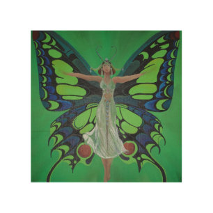 Jazz Age Showgirl Flapper Wearing Butterfly Wings Wood Wall Art