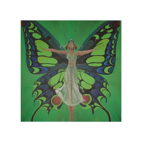 Jazz Age Showgirl Flapper Wearing Butterfly Wings  Wood Wall Art