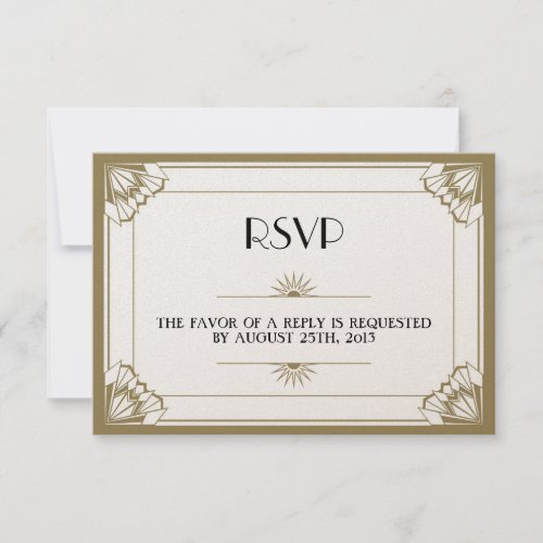 Jazz age taupe Art Deco RSVP wedding response