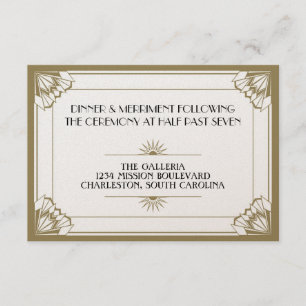 Jazz age taupe art deco wedding reception enclosure card