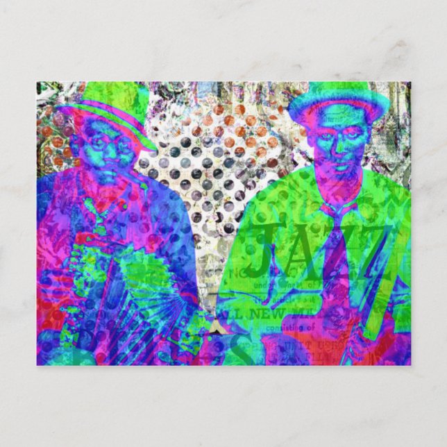 Jazz and Blues digital collage Postcard (Front)
