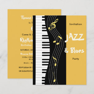 Jazz And Blues Themed Birthday Party Invitation