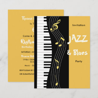 Jazz And Blues Themed Birthday Party Invitation