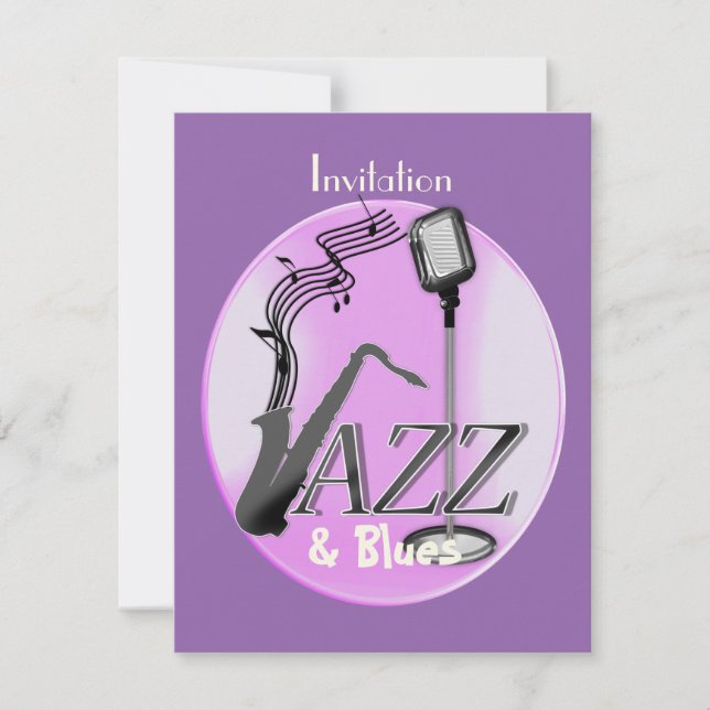 Jazz And Blues Themed Party Invitation (Front)