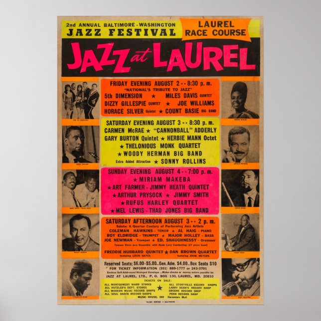 Jazz at Laurel Vintage Concert Poster (Front)