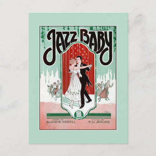 Jazz Baby 1920s jazz age vintage sheet music cover Postcard