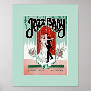 Jazz Baby 1920s jazz age vintage sheet music cover Poster