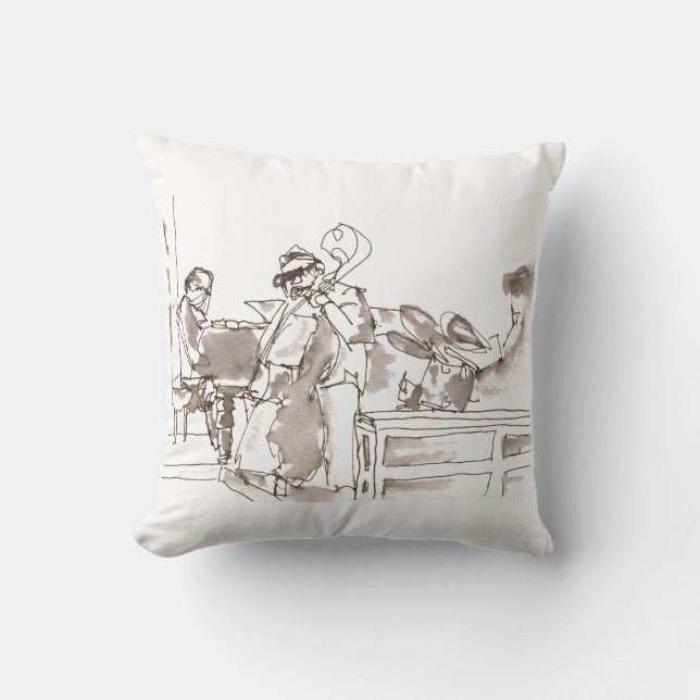 jazz band art throw pillow (Front)