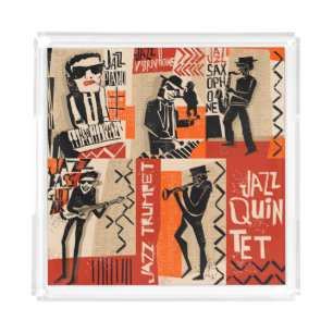 Jazz Band Cool Vintage Poster Acrylic Tray