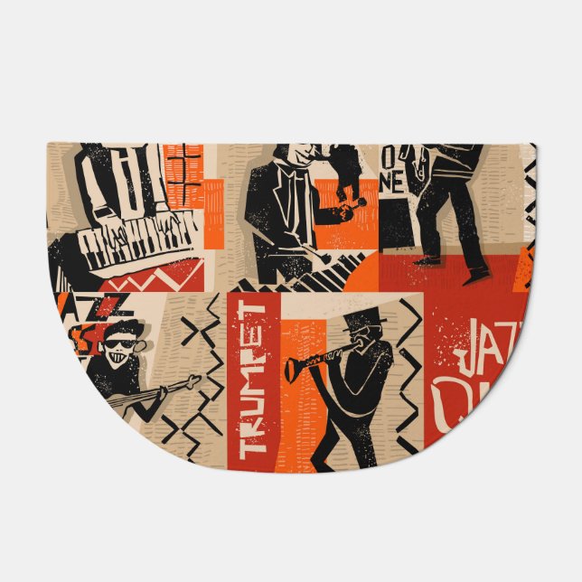 Jazz Band Cool Vintage Poster Doormat (Front)