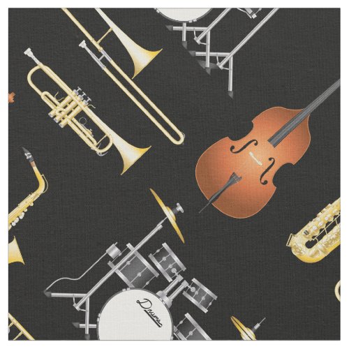 Jazz Band Instruments Music Musician Decor Fabric