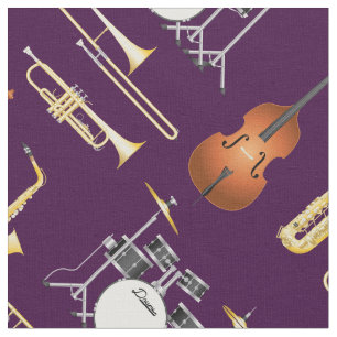 Jazz Band Instruments Music Musician Decor Purple Fabric