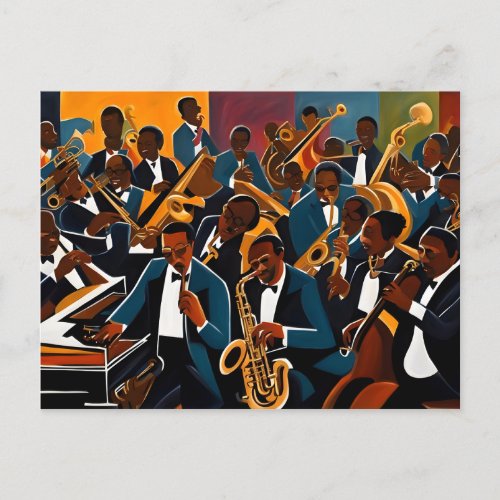 Jazz band musicians postcard