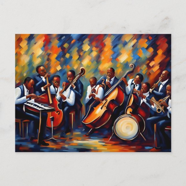 Jazz band musicians postcard (Front)