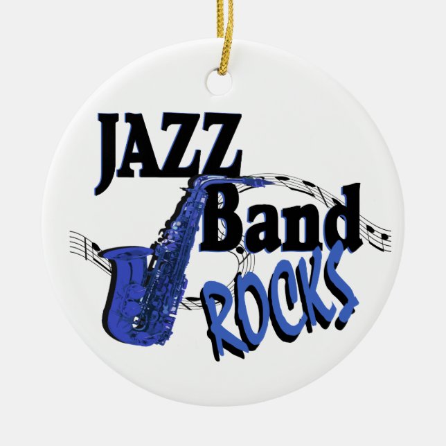 Jazz Band Rocks Ceramic Ornament (Front)