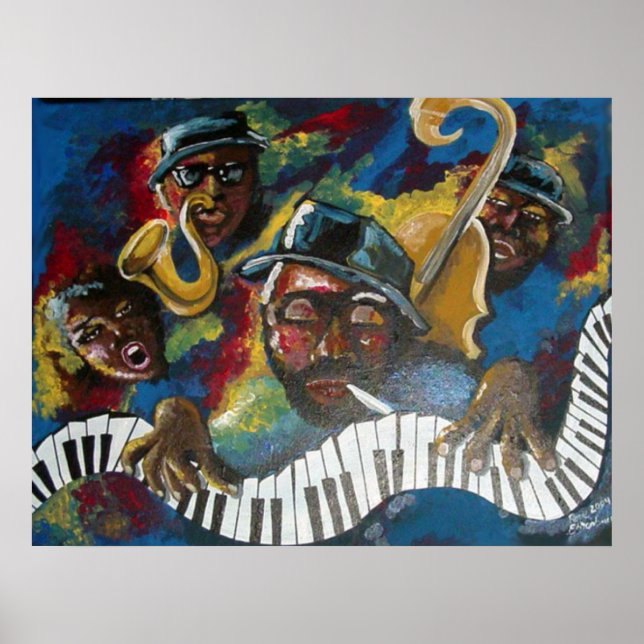 Jazz Bass Trumpet Piano Art Poster (Front)