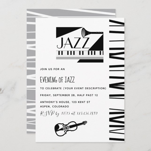 Jazz Blues Theme Party invitation (Front/Back)
