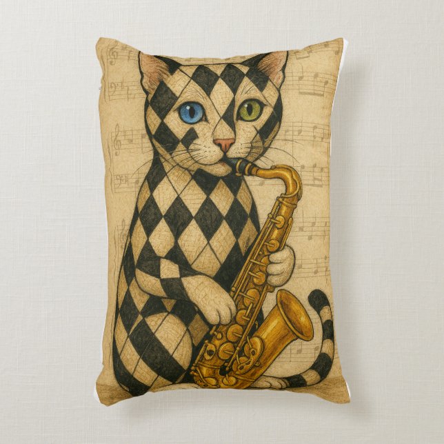 Jazz Cat Accent Pillow (Front(Vertical))