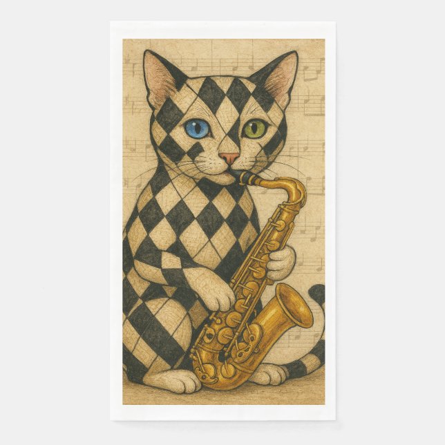 Jazz Cat Paper Guest Towels (Front)