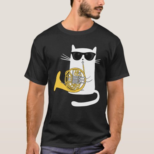 Jazz Cat Playing French Horn _ Cool Smooth T_Shirt