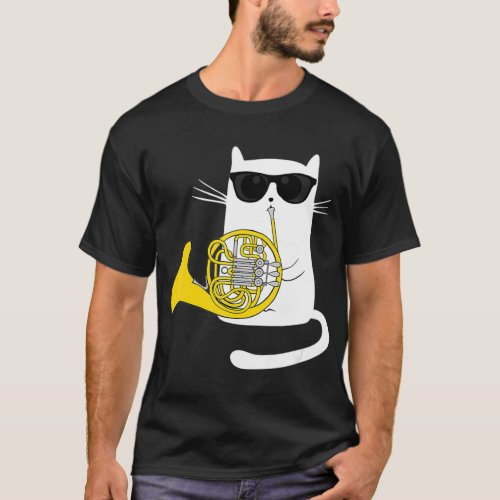 Jazz Cat Playing French Horn  Cool Smooth T_Shirt