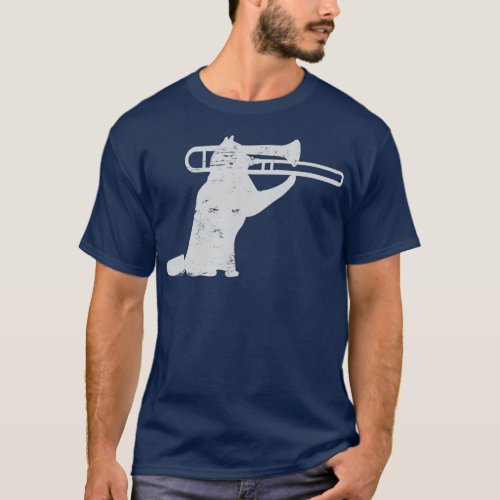 Jazz Cat Playing Trombone For Brass Players T_Shirt