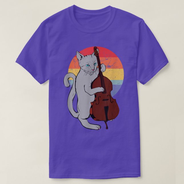 Jazz Cat Playing Upright Bass Classic  Cool Musici T-Shirt (Design Front)