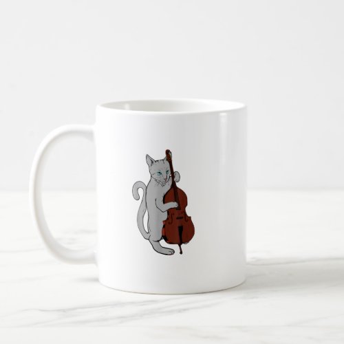 Jazz Cat Playing Upright Bass Cool Musician Men Coffee Mug