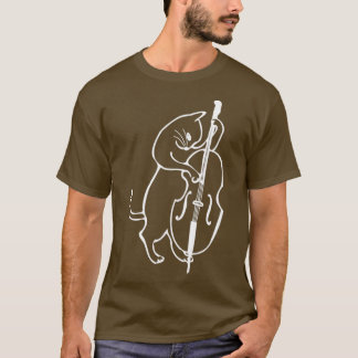Jazz Cat Playing Upright Double Bass T-Shirt