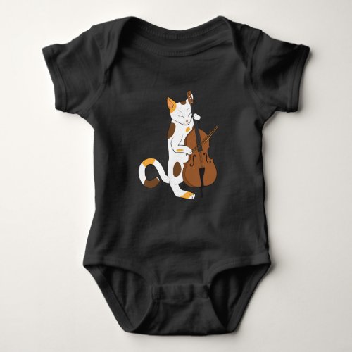 Jazz cat plays upright bass _ musician gift baby bodysuit