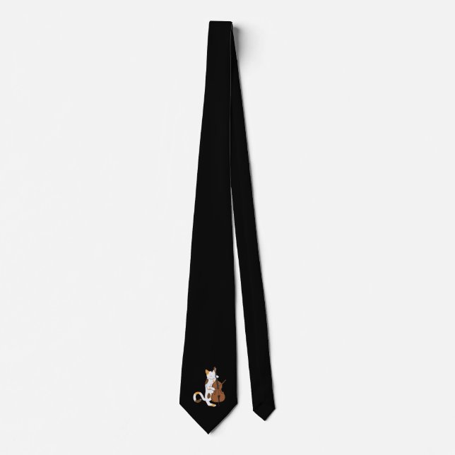 Jazz cat plays upright bass - musician gift neck tie (Front)