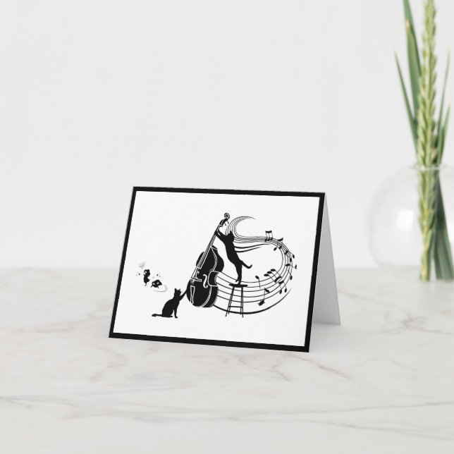 Jazz Cats | Double Bass Folded Note Card (Front)