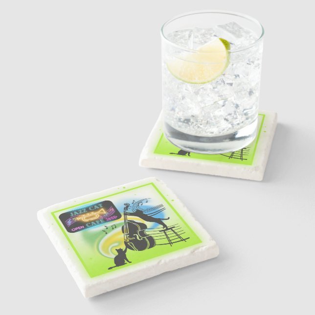 Jazz Cats | Double Bass Stone Coaster (Side)