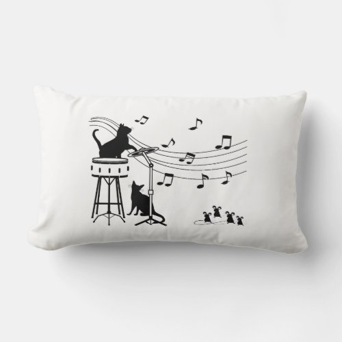 Jazz Cats  Drum Lumbar Pillow