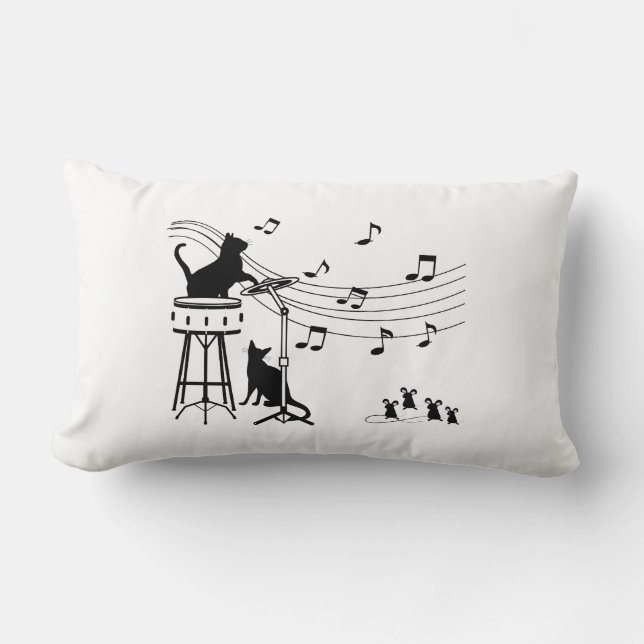Jazz Cats | Drum Lumbar Pillow (Front)
