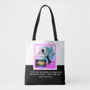 Jazz Cats Piano Schweitzer Quote Tote