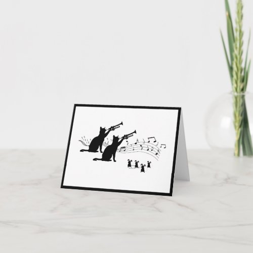 Jazz Cats  Trumpet Folded Note Card