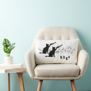 Jazz Cats Trumpet Lumbar Pillow
