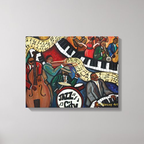 Jazz City Stretched Canvas Print