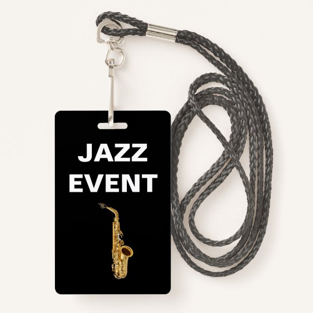 Jazz Concert Or Event Staff ID Badge (Front with Lanyard)