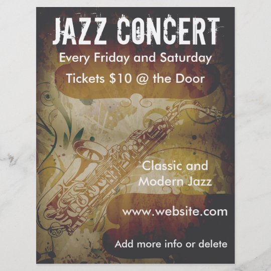 Jazz Concert Saxophone Flyer | Zazzle.com