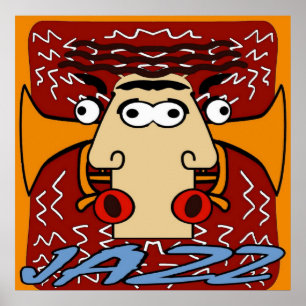 Jazz Cubism Face Square Poster