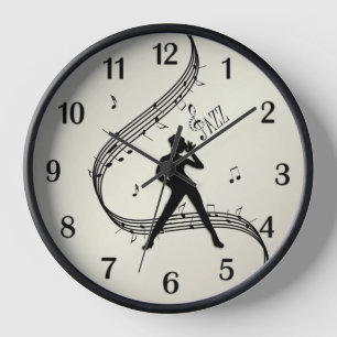 Jazz Dance Golden Black Numbers Clock