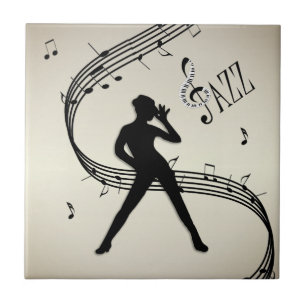 Jazz Dance Golden Ceramic Tile