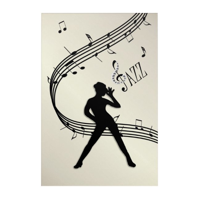 Jazz Dance Golden Music Acrylic Print (Front)
