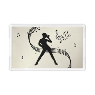 Jazz Dance Golden Music Acrylic Tray