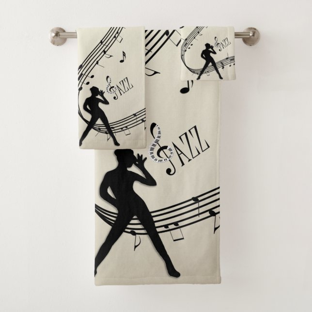 Jazz Dance Golden Music Bath Towel Set (Insitu)